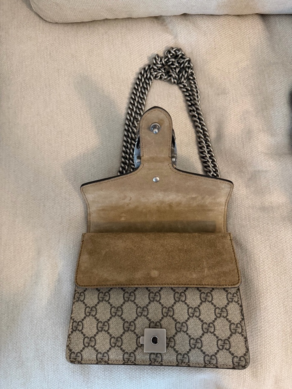 Gucci Beige/Brown GG Supreme Dionysus Small Crossbody Bag - Picture 7 of 11